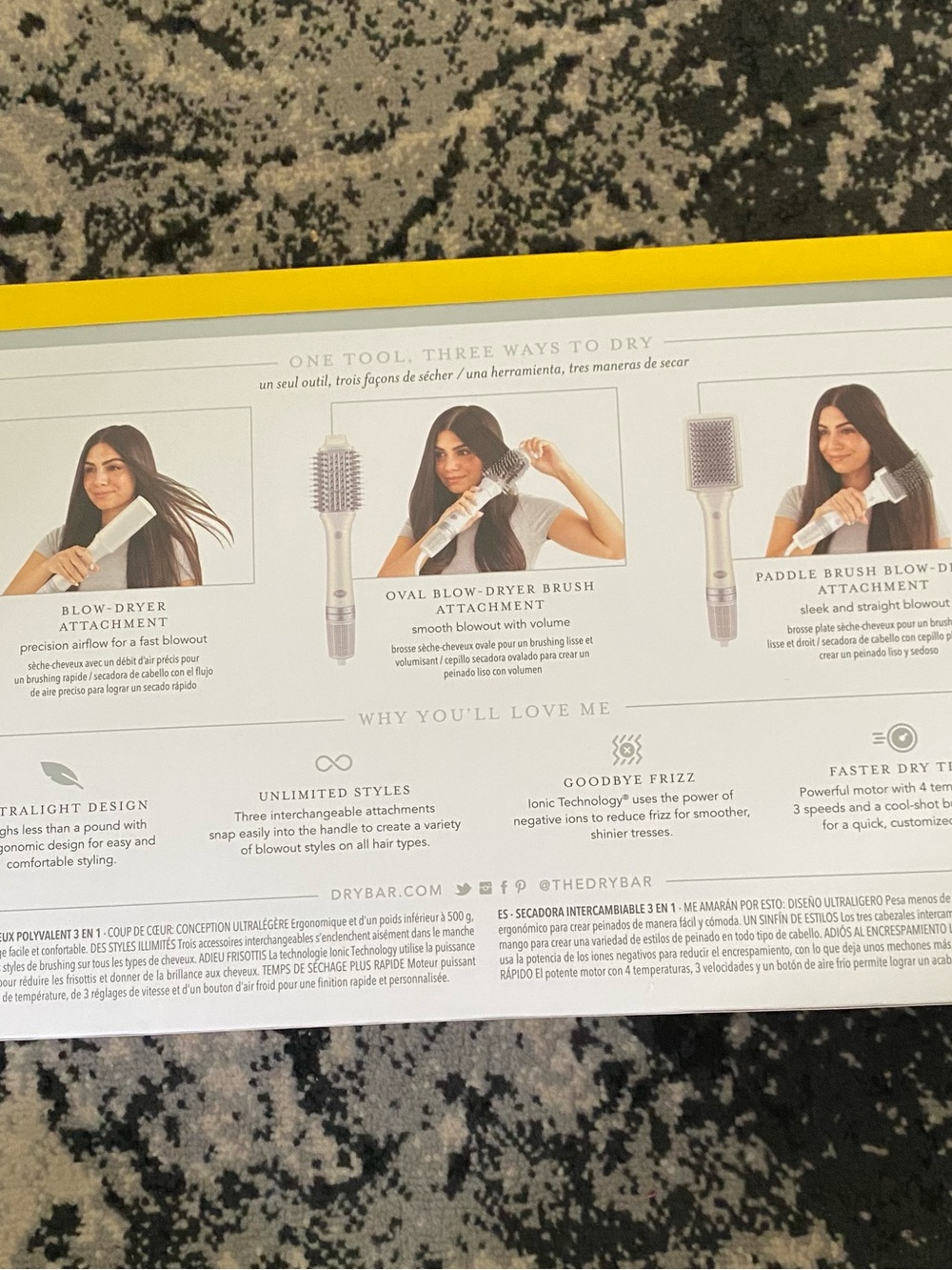 Drybar Reserve 3-in-1 Interchangeable Blow-Dryer — White & Yellow Accents - Picture 7 of 7
